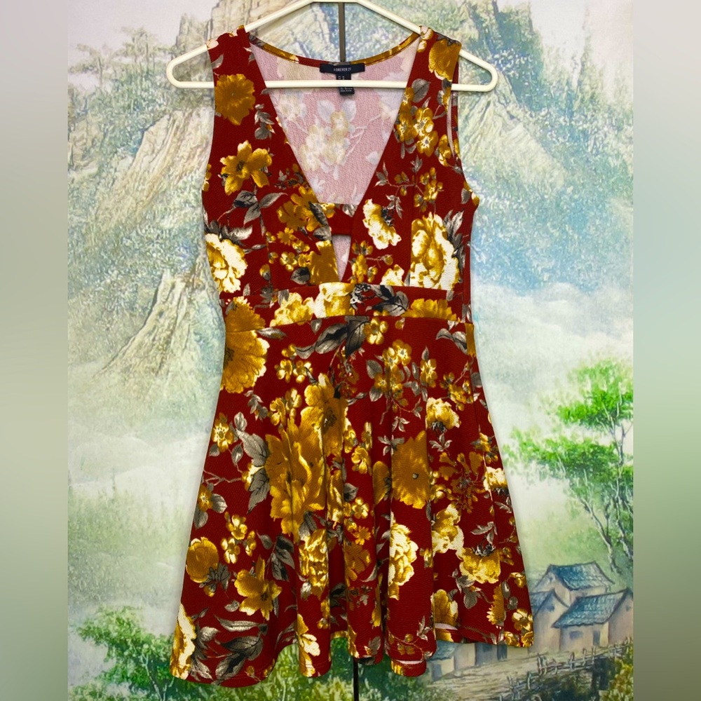 Floral babydoll mini dress Forever 21- size medium